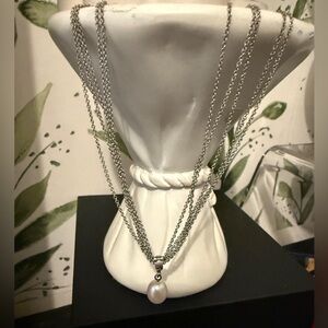 Silver Pearl Pendant Necklace